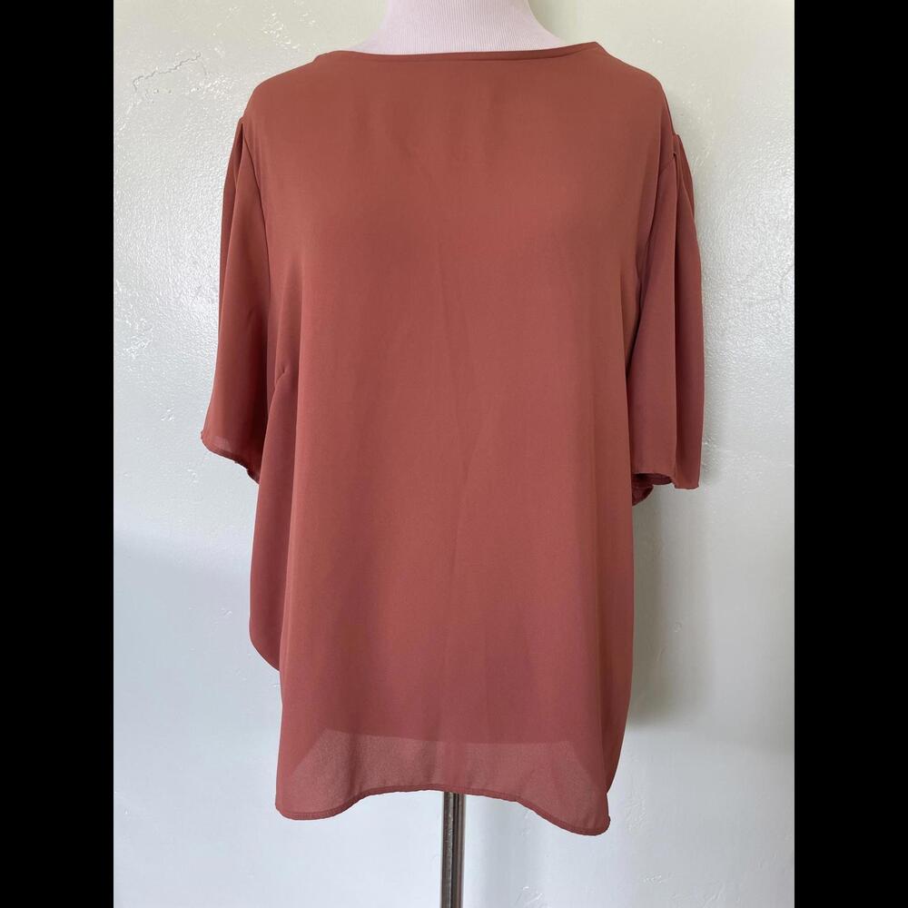 Ann Taylor Factory Rust Blouse Top Shirt XL 20-0169